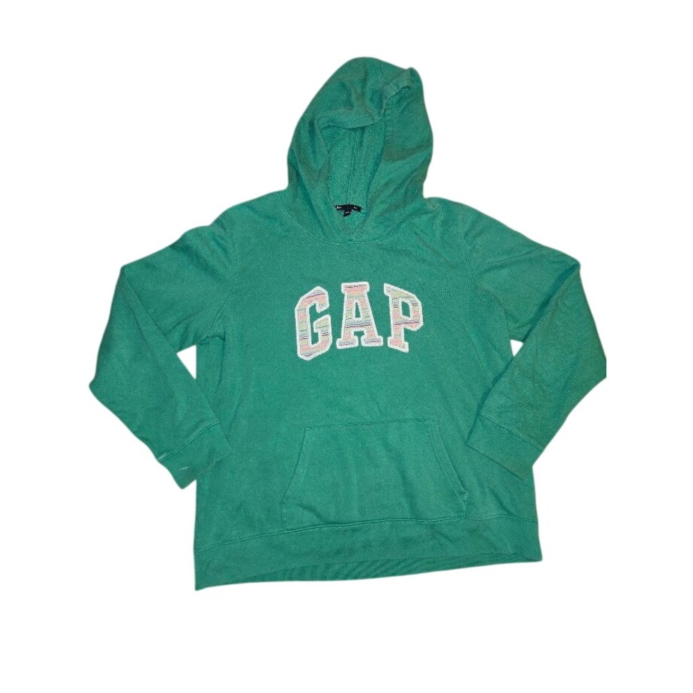 Gap Womens Green Logo Pullover Hoodie Sweatshirt Fleece Size L